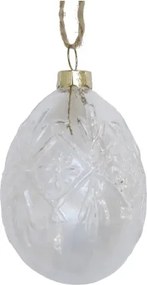 Decorațiune ou de Paște din sticlă transparentă cu șnur din iută, H7 cm, Ø5 cm