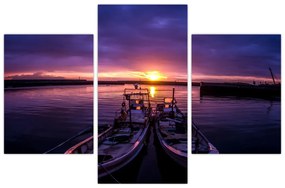 Tablou cu barci pescărești în port (90x60 cm)
