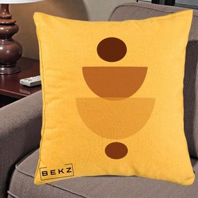 Perna Decorativa Geometric Boho Balance, 40x40 cm, Galben, Husa Detasabila, Perna Inclusa, BEKZ®