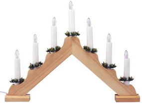 Decor de Crăciun - sfeșnic din lemn, 7 LED-uri