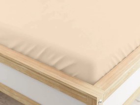 Cearsaf din microfibra cu elastic, culoare bej deschis 90 x 200 cm