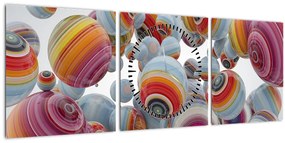 Tablou cu bile pictate (cu ceas) (90x30 cm)