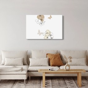 Tablou - Flori bej cu fluture N⁰2 (90x60 cm)