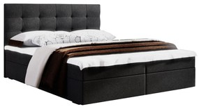 Pat matrimonial Boxspring 140 cm Fade 2 (negru) ( cu saltea și sp. depozitare). 1046493