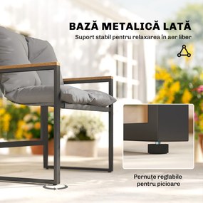 Outsunny Set Bistro pentru 2 Persoane, Set din 3 Piese pentru Grădină cu Cadrul din Metal și Perne Groase | Aosom Romania