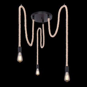 Lustra cu 3 pendule design industrial ULLEU negru, maro