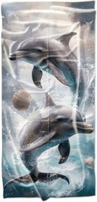 Prosop de plaja cu uscare rapida DOLPHINS albastru 70 x 140 cm, 100% microfibra