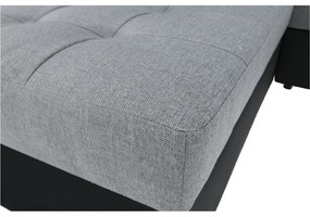 Colţar extensibil, piele ecologică negru/material textil gri deschis, dreapta, VASTO