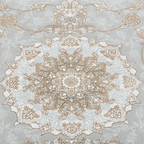 150x230 cm Covor Persan Premium, 70% Polipropilenă și 30% Polyester, Design Clasic, Gri, Densitate 3000 gr/m2