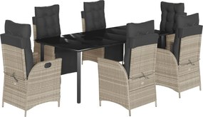 vidaXL Set mobilier de grădină cu perne, 7 piese gri deschis poliratan