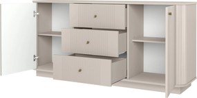 Comodă cu sertare pe soclu Vesper 160 cm - cașmir / mânere aurii