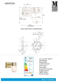 Aplică de perete albă/aurie Menton – Markslöjd