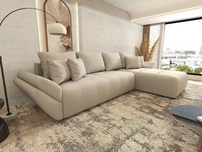 Colțar extensibil dumonde cu ladă de depozitare si sezut confortabil din spuma high-density, Berlin XL Enjoy Beige 350x185 cm II