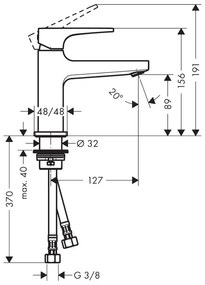 Baterie lavoar cu ventil, Hansgrohe, Metropol 100, bronz periat