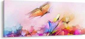 Tablou - Fluture asupra florilor, abstracție (120x50 cm)
