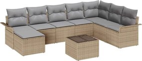 vidaXL Set de canapele pentru grădină cu pernă 9 pcs Negru Rattan poli
