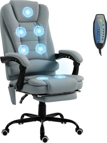 Vinsetto Fotoliu de birou cu masaj, scaun de birou cu înălțime reglabilă, spătar înclinat și telecomandă cu fir, gri | Aosom Romania