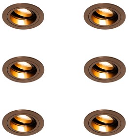 Set de 6 spoturi încastrate bronz închis rotunde reglabile - Chuck