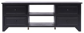 Comoda TV, negru, 108x30x40 cm, lemn masiv de paulownia 1, Negru