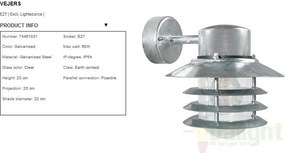 Aplica de perete exterior IP54 Vejers Down GS 74461031NL