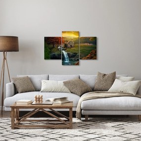 Tablou cu căbănuță în peisaj de poveste (90x60 cm)
