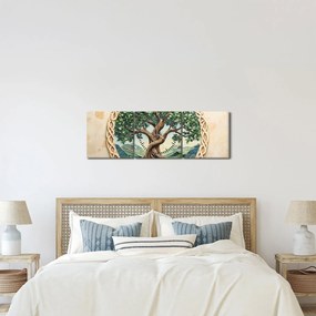 Tablou – Arborele vieții împletit (cu ceas) (90x30 cm)