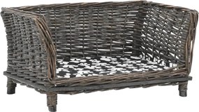 vidaXL Coș pentru câini cu pernă, gri, 50x33x30 cm, salcie naturală