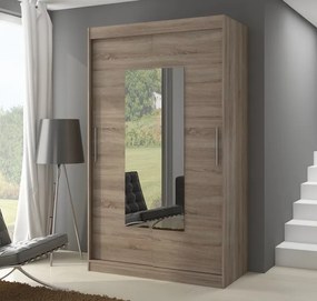 Dulap cu usi glisante si oglinda 150x200 cm, Dorrigo, ADRK Furniture (Culoare: Ciocolata)