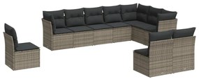 3217800 vidaXL Set mobilier de grădină cu perne, 10 piese, gri, poliratan