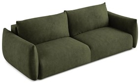 Canapea verde extensibilă cu tapițerie din chenille 230 cm Leila – Makamii