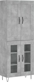 vidaXL Dulap înalt, gri beton, 69,5x34x180, lemn compozit