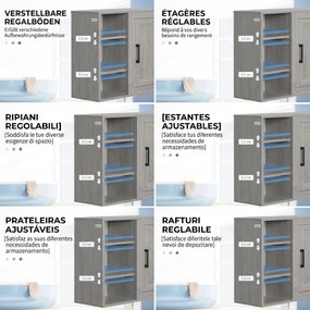 Kleankin Dulap baie cu montare pe perete, cu 3 rafturi deschise, gri | Aosom Romania