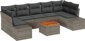 vidaXL Set de canapele pentru grădină cu pernă 8 pcs Gri poliratan