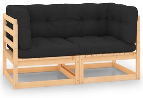 vidaXL Canapele de colț de grădină cu perne, 2 buc., lemn masiv de pin