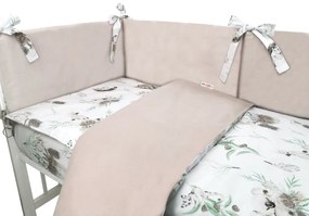 BABY NELLYS 3-dílná set de Mantinel cu lenjerie de pat, bumbac / catifea, exotică, bej/alb 120x90