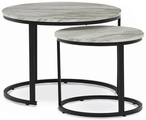 Set de măsuțe de conferință, marmură albă, 2 buc.