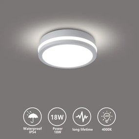 Brilagi - Plafonieră LED de exterior BENE LED/18W/230V Ø 21,5 cm albă IP54