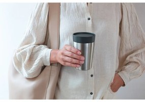 Cana thermos Brabantia Make&Take 1008491, 200 ml, Fara varsare, Fara BPA, Argintiu/Negru