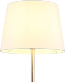Lampadar de podea metal nickel abajur textil alb JORIS