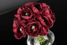 Aranjament floral mic decor festiv design LUX RANUNCULUS BOUQUET BORDEAUX
