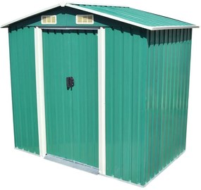 42909 vidaXL Magazie metalică de grădină, 204 x 132 x 186 cm, verde