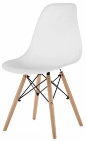Set 4 scaune pentru living si bucatarie HouseXL™ Designer Chair, Pentru casa si gradina, Design ergonomic, Picioare din Lemn Masiv, Max 100 kg, Alb