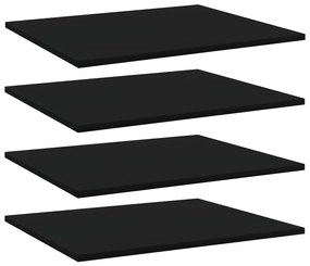 Placi biblioteca, 4 buc., negru, 60 x 50 x 1,5 cm, PAL 4, Negru, 60 x 50 x 1.5 cm