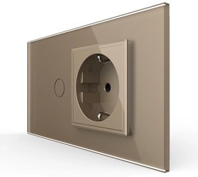 Intrerupator Simplu + Priza LIVOLO cu Rama Din Sticla, Standard Italian, 4M