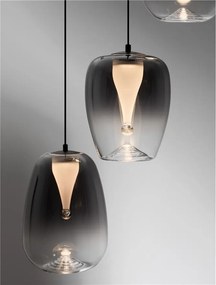 Lustra moderna cu 3 pendule LED, Metal, Sticla, Gri Fumuriu, OBLO
