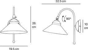 Aplica de perete din alama si sticla design vintage Sofia