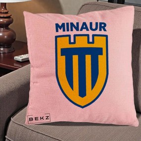 Perna Personalizata Minaur Baia Mare Fotbal, 40x40 cm, Roz, Husa Detasabila, Perna Inclusa, BEKZ®