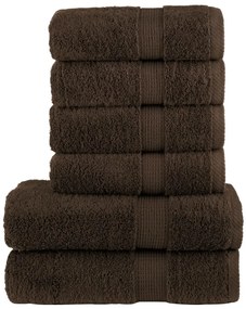 vidaXL Set de prosoape premium SOLUND, 6 piese, maro, 600 g/m²