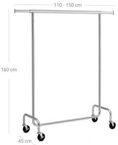 Cuier de podea mobil JEAN, argintiu