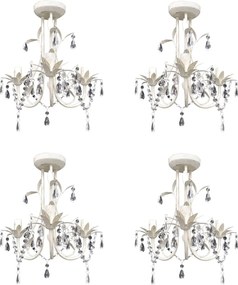 vidaXL Candelabre suspendate de plafon cu cristale 4 buc. alb elegant